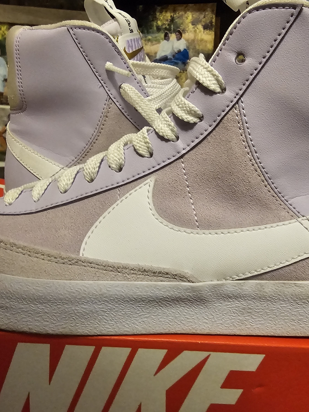 Nike Lavender and White High-Top Sneakers